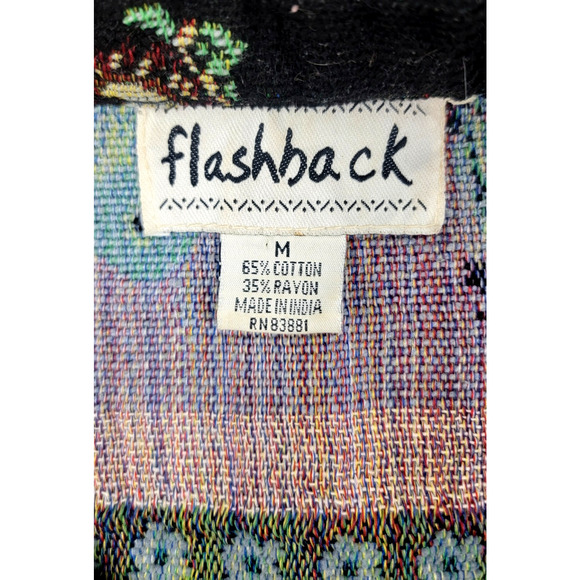 Vintage Flashback Southwestern Tapestry Jacket Beaded Boho Blazer Medium India - Picture 5 of 8